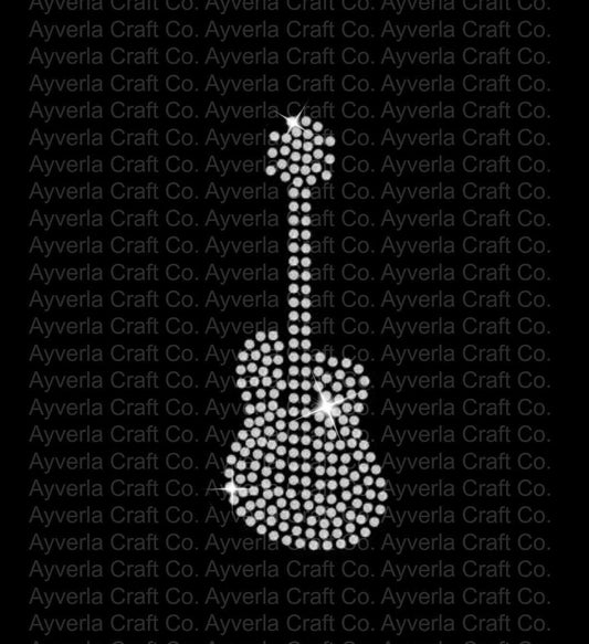 Guitar Rhinestone Transfer, Iron On Bling