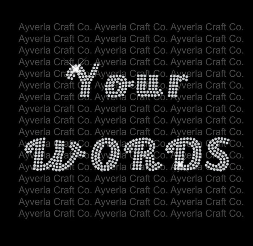 DIY Personalized Custom Hotfix Rhinestone Transfer Decal, Font Bling Phrase Your Words Iron On, Create Your Own Rhinestone Apparel