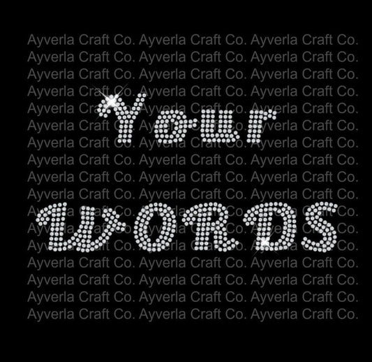 DIY Personalized Custom Hotfix Rhinestone Transfer Decal, Font Bling Phrase Your Words Iron On, Create Your Own Rhinestone Apparel