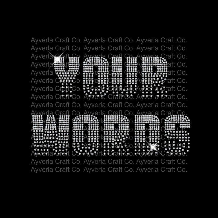 DIY Custom Large Fading Block Letter Rhinestone Transfer, Font Bling Phrase Your Words Iron On, Create Rhinestone Apparel, Your Words