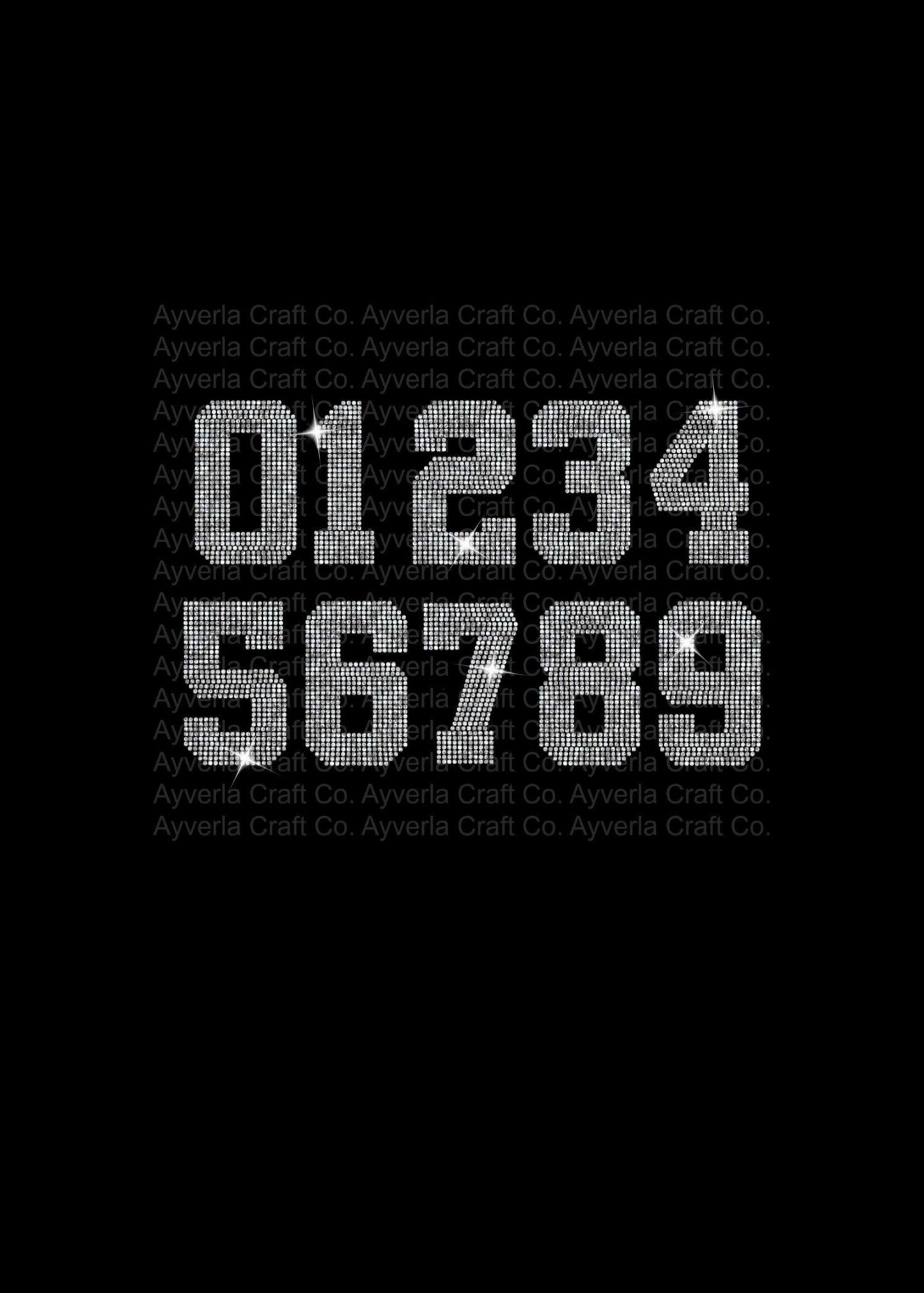 Custom Athletic Number Rhinestone Transfer Iron On, Bling, Decal
