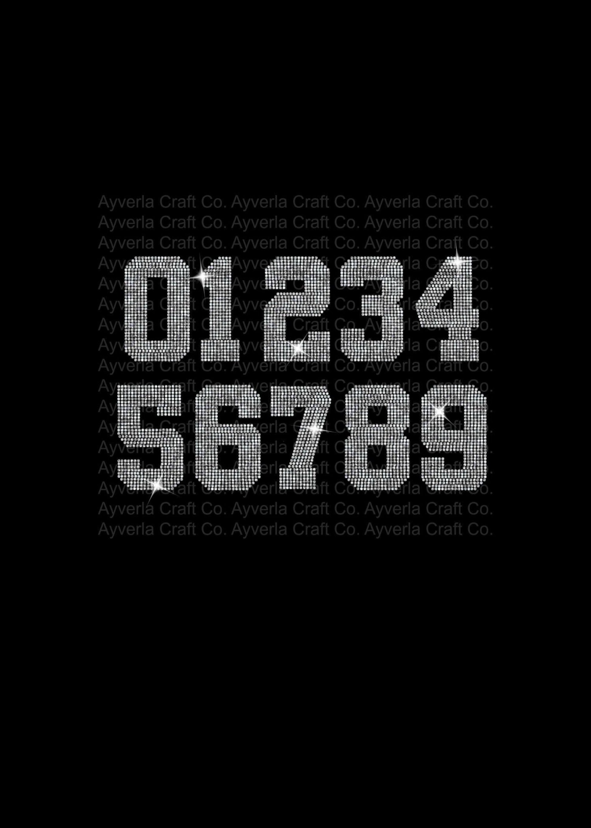 Custom Athletic Number Rhinestone Transfer Iron On, Bling, Decal