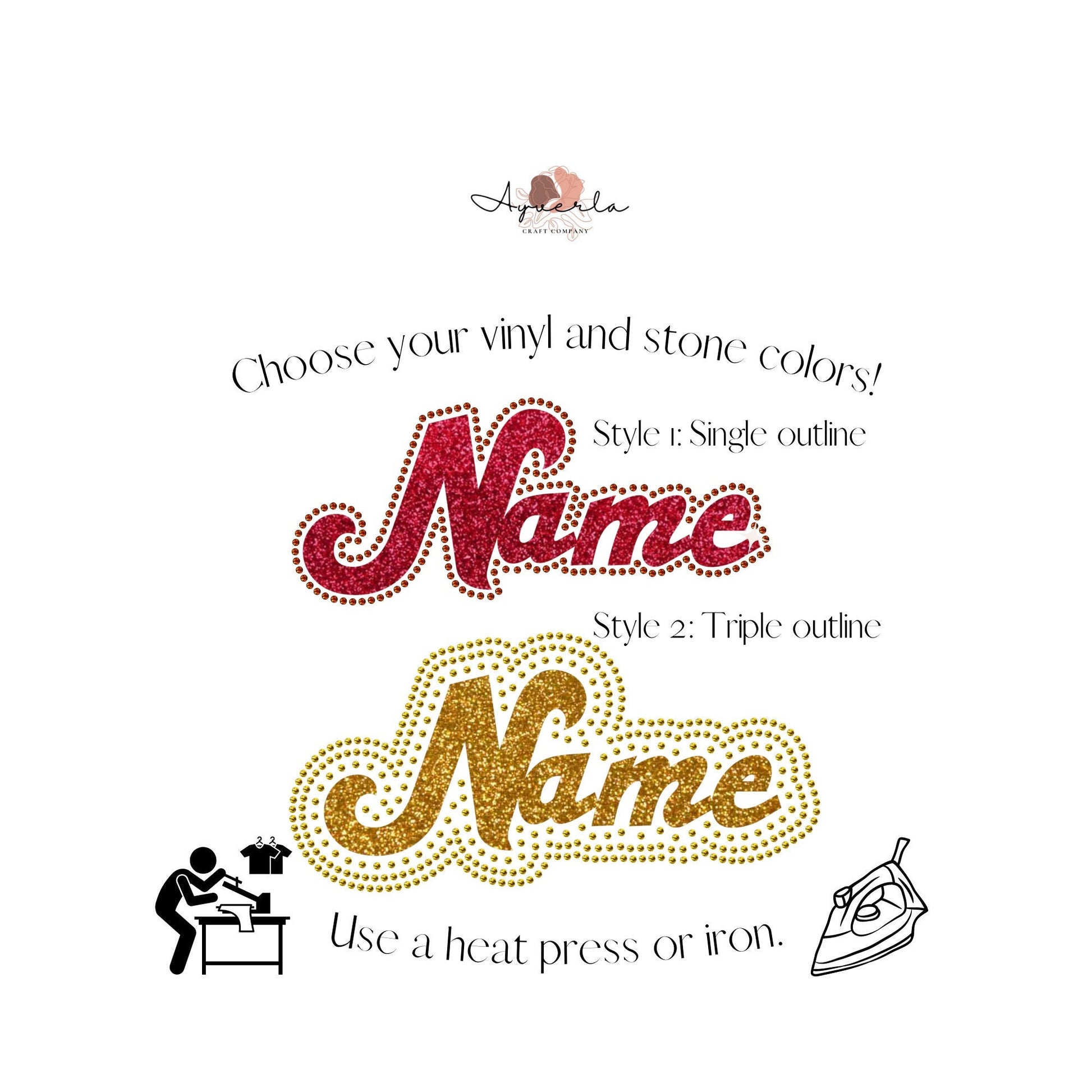 DIY Personalized Vinyl and Hotfix Rhinestone Transfer Decal, Bling Phrase, Your Words, Name Iron On, Create Your Own Rhinestone Apparel