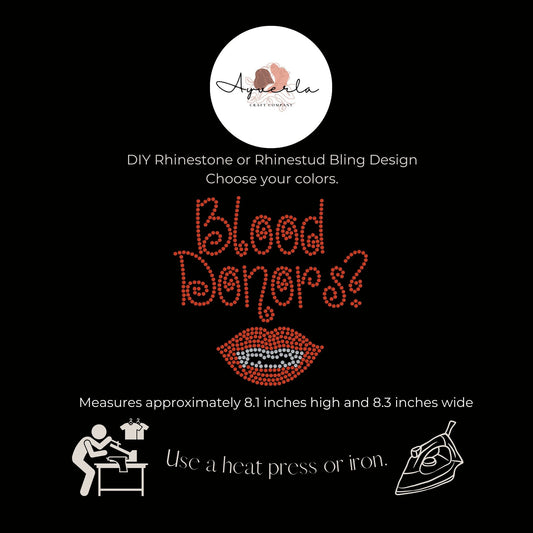 DIY Personalized Custom Hotfix Rhinestone Transfer Decal, Halloween Vampire Blood Iron On, Create Your Own Rhinestone Apparel,Halloween Gift
