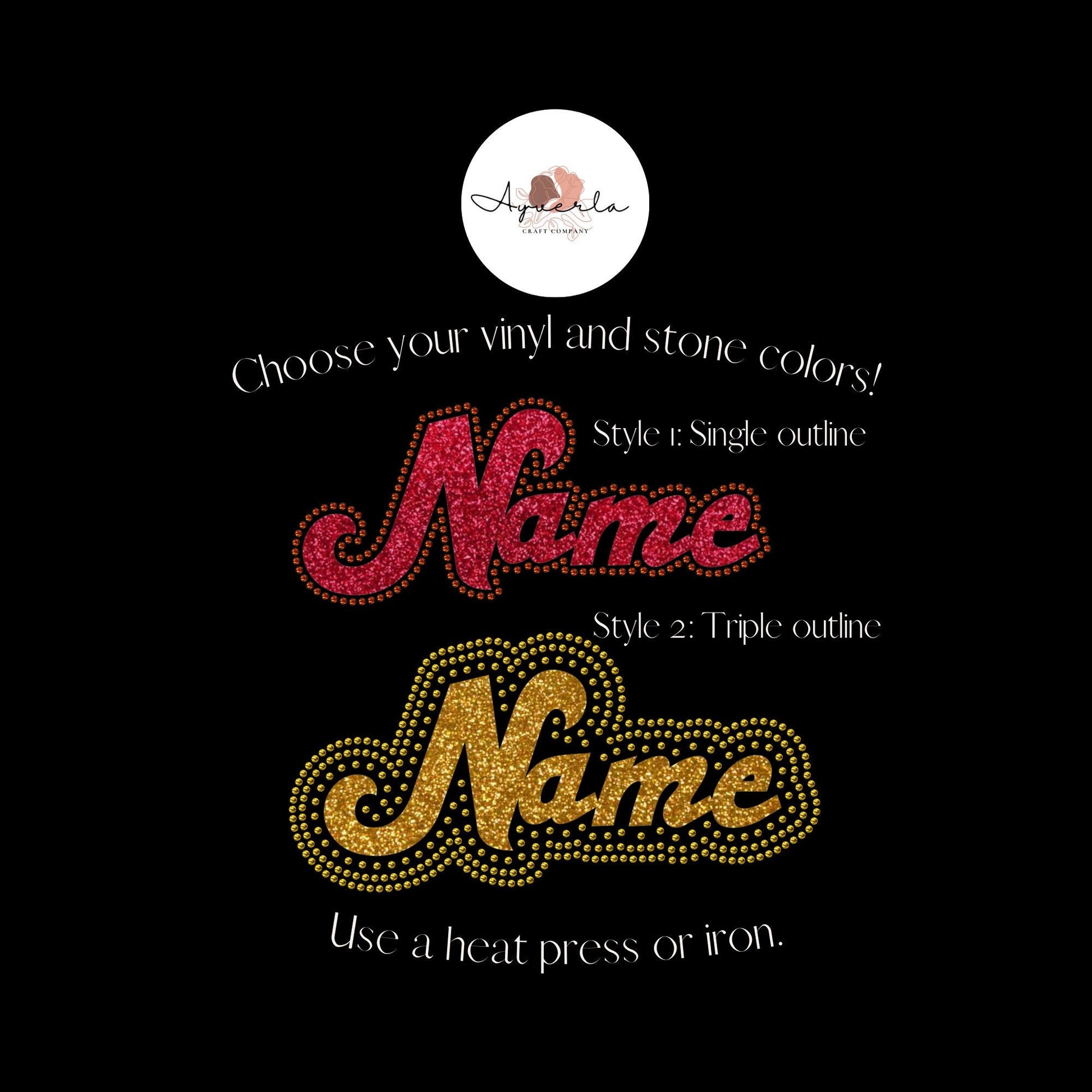 DIY Personalized Vinyl and Hotfix Rhinestone Transfer Decal, Bling Phrase, Your Words, Name Iron On, Create Your Own Rhinestone Apparel