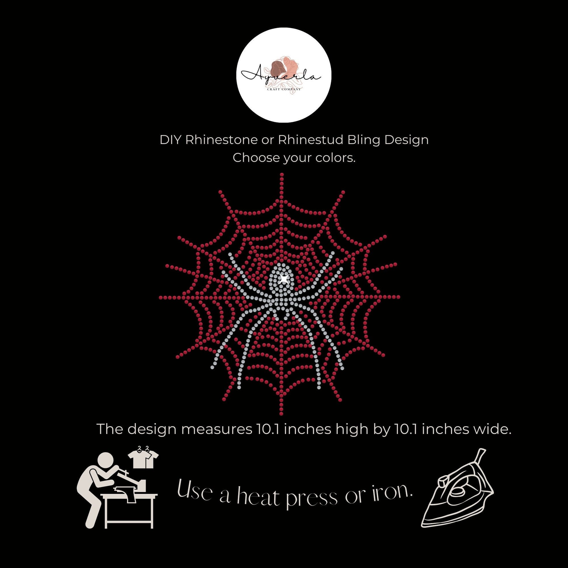 DIY Personalized Custom Hotfix Rhinestone Transfer Decal, Halloween Spider in Web Iron On, Create Your Own Rhinestone Apparel,Halloween Gift