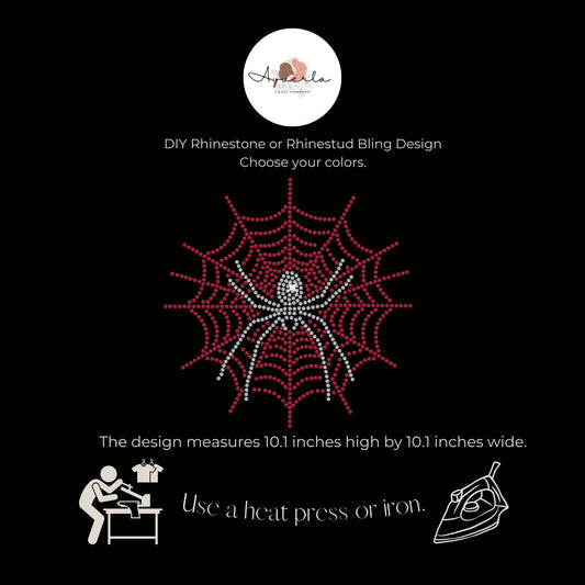 DIY Personalized Custom Hotfix Rhinestone Transfer Decal, Halloween Spider in Web Iron On, Create Your Own Rhinestone Apparel,Halloween Gift